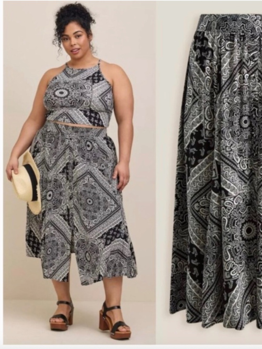 Challis Button Front Bandana Paisley Skirt - NEW WITH TAGS